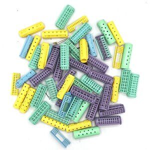 Vintage Plastic Hair Curlers Rollers Clip On Assorted Sizes And Colors